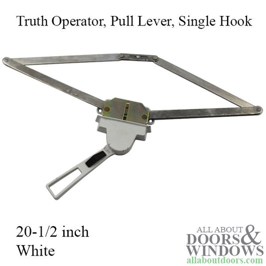 BLEMISHED Truth Operator, Pull Lever, Single Hook, 20-1/2 inch - White