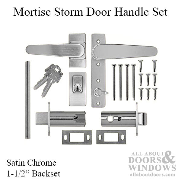 Mortise Storm Door Handle Hardware Kit with 1-1/2 Inch Backset - Brushed Chrome - Mortise Storm Door Handle Hardware Kit with 1-1/2 Inch Backset - Brushed Chrome