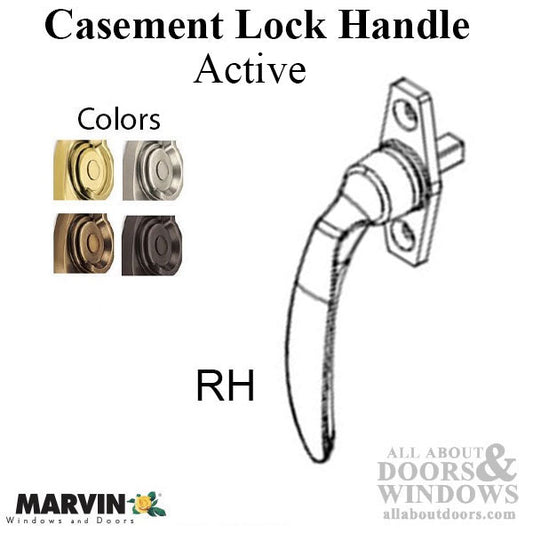 Marvin Push out Casement Lock Handle, Right Hand Active - Choose Color