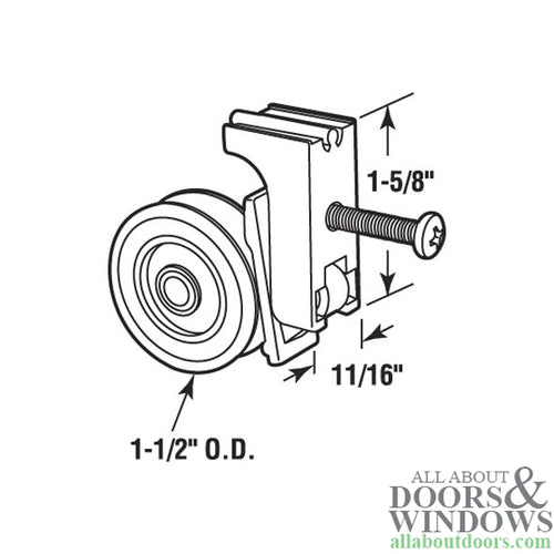 1-1/2  Nylon Wheel, Roller Assembly - 1-1/2  Nylon Wheel, Roller Assembly