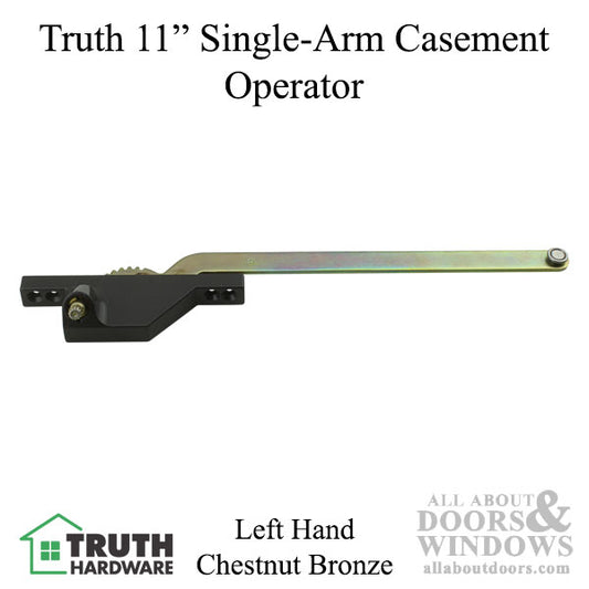Truth Single Arm Casement Operator, Front Mount, Left Hand, 11" - Chestnut Bronze