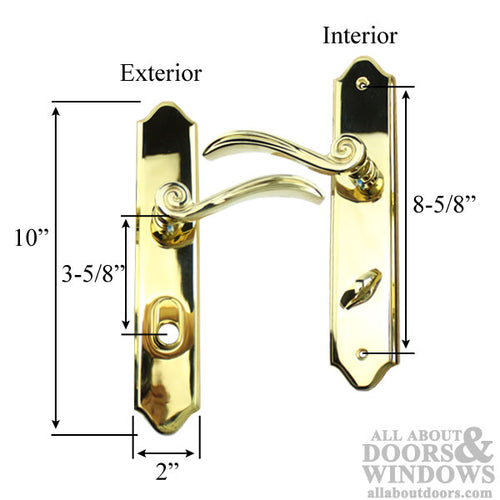 Elan Handle Set for Active Pella Door, Right - Polished Brass - Elan Handle Set for Active Pella Door, Right - Polished Brass