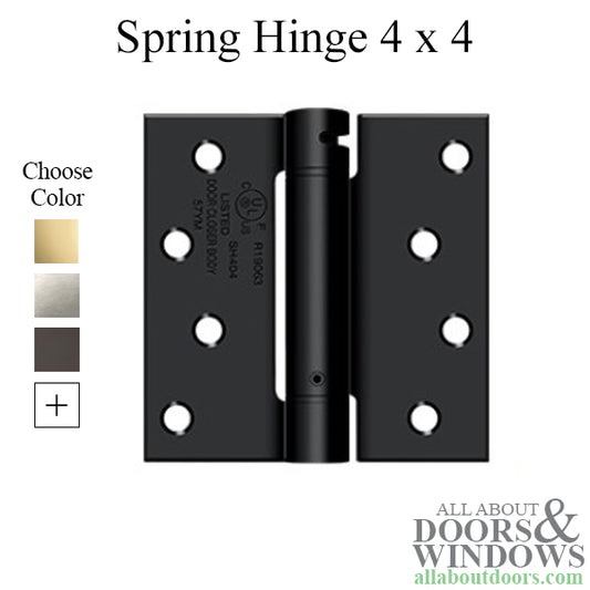 Spring Hinge 4 x 4 with Square Corners, Deltana Single Action - Choose Color