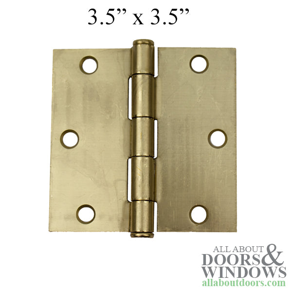 Plain Bearing Hinge 3.5 x 3.5, Sq. Corner - Brushed/Satin Brass - Plain Bearing Hinge 3.5 x 3.5, Sq. Corner - Brushed/Satin Brass