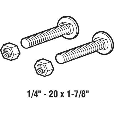 Carriage Bolts w/ Nuts 1/4 x 20 x 1-7/8 Inches - 12 Pack