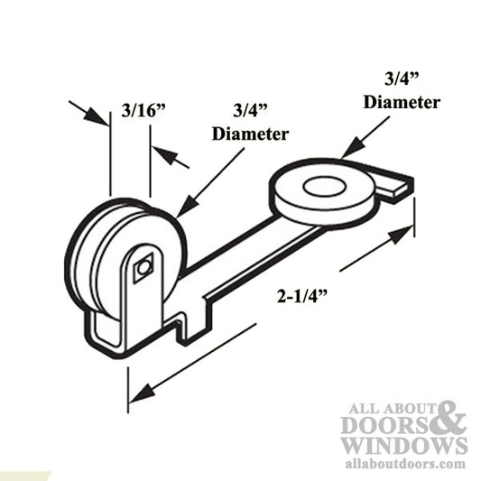 Arcadia Straight Spring Tension Roller Assembly, 3/4 Inch Nylon Wheel, Sliding Screen Door