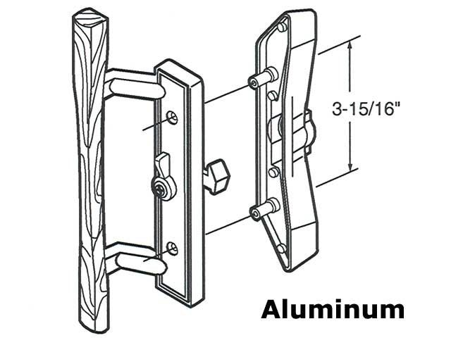 Handle Set, 3-15/16 H.C., - Aluminum Patio Door:  Discontined  Part - Handle Set, 3-15/16 H.C., - Aluminum Patio Door:  Discontined  Part