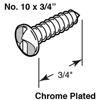 One Way Sheet Metal Screws - No. 10 x 3/4 Inch Chrome Plated Steel - One Way Sheet Metal Screws - No. 10 x 3/4 Inch Chrome Plated Steel