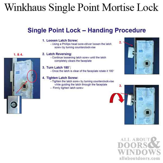 Winkhaus Single Point Mortise Lock, 55mm Backset, Stainless Steel