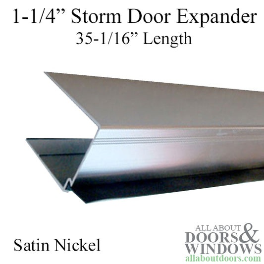 Storm Door Expander and Sweep, 1-1/4 Inch Doors, 35-1/16 Inch Length - Satin Nickel