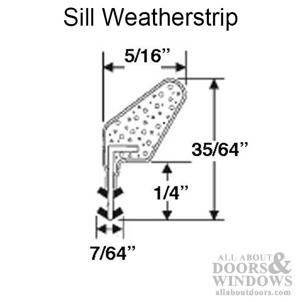 Marvin Sliding Patio Door Sill Weatherstrip V1138, Sold by foot - Beige - Marvin Sliding Patio Door Sill Weatherstrip V1138, Sold by foot - Beige