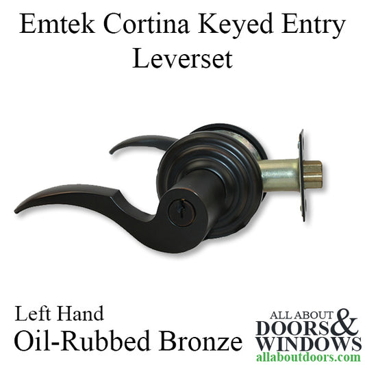 Emtek Cortina Keyed Entry Door Leverset, Regular Rosette, Left Handed - Oil Rubbed Bronze