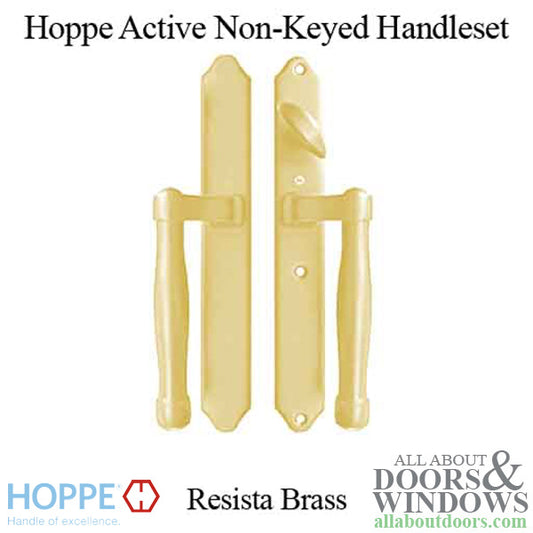 Hoppe HLS 9000 Sliding Door Handle-Set, M574/2170N Active Non-Keyed - Resista Brass