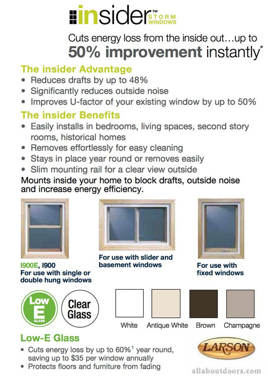 Larson Inside / Interior storm window, Low-E Glass