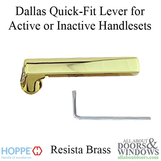 Dallas Lever Handle for Active/Inactive Handlesets - Resista Brass