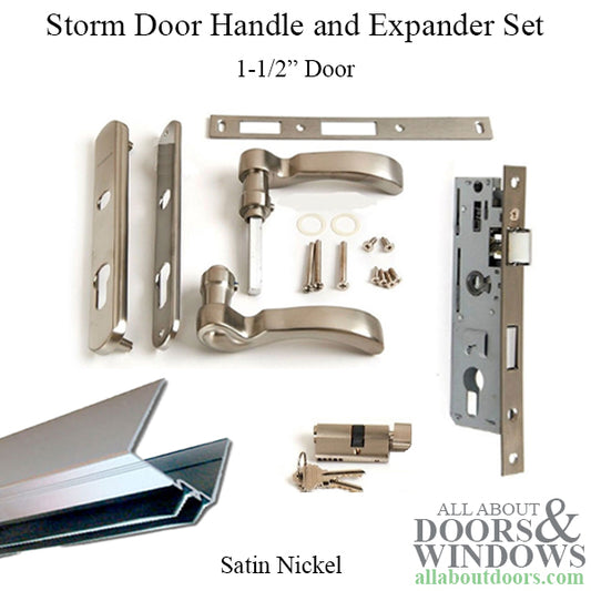 Storm Door Handle and Expander Set 1-1/2 inch Door - Satin Nickel