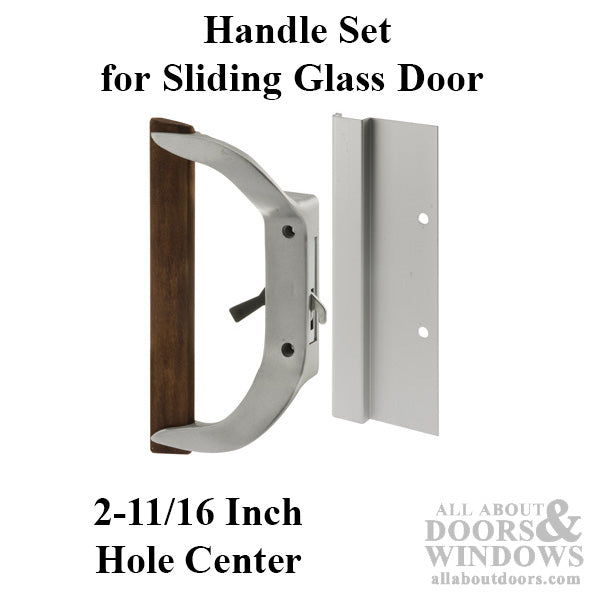 Handle Set for Sliding Patio Door, 2-11/16 inch - Extruded Aluminum / Wood / Diecast - Choose Color - Handle Set for Sliding Patio Door, 2-11/16 inch - Extruded Aluminum / Wood / Diecast - Choose Color