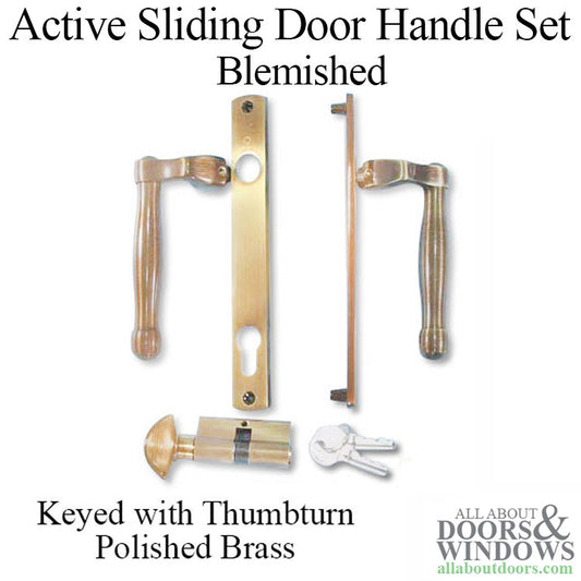 Blemished Active Sliding Patio Door L-Handle , Fuhr 574 / 392 - Polished Brass