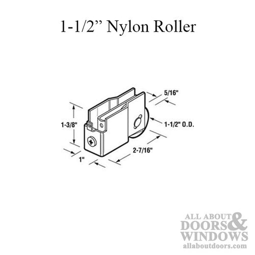 Roller, Wardrobe Door 1-1/2 Inch Nylon Wheel - Roller, Wardrobe Door 1-1/2 Inch Nylon Wheel