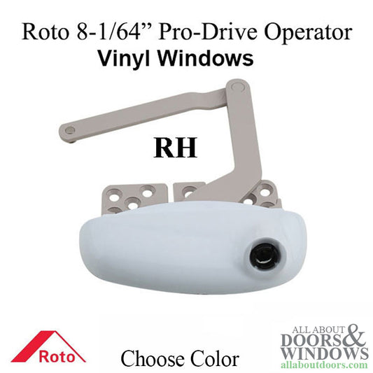 Roto 8-1/64" Split Arm, Pro Drive, RH Vinyl Window Application