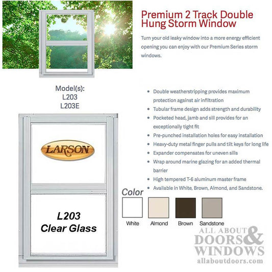 Larson Premium Double Hung 2-Track Storm Window, Clear Glass