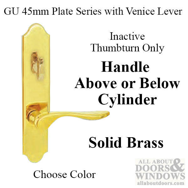 G-U Venice Handle and 45mm Plate Series, Solid Brass, Inactive, Thumbturn Only (Handles DO Move), Choose Color - G-U Venice Handle and 45mm Plate Series, Solid Brass, Inactive, Thumbturn Only (Handles DO Move), Choose Color