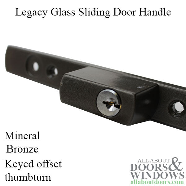 Legacy Glass Sliding Door Handle, Keyed OFFSET Thumbturn - Mineral Bronze - Legacy Glass Sliding Door Handle, Keyed OFFSET Thumbturn - Mineral Bronze