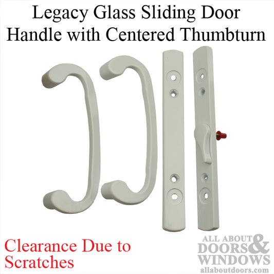 Legacy Sliding Glass Door Handle, CENTER Thumb Turn, 1-3/4 Door - White - BLEMISHED