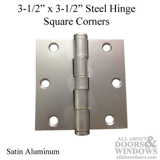 3.5 x 3.5 inch, Square Corners, Steel Hinges, Pair, Choose Color
