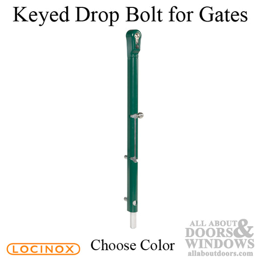 Lockable Drop Bolt for Gates with Keyed Cylinder - Choose Color