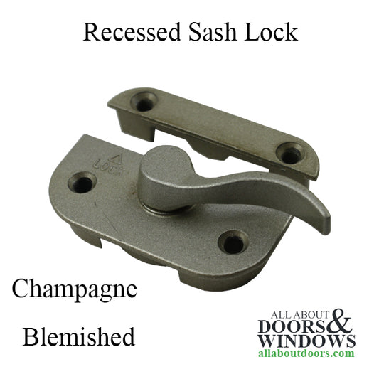 Blemished - Sash lock, 1-5/8 Screw holes, Recessed, Left Hand - Champagne