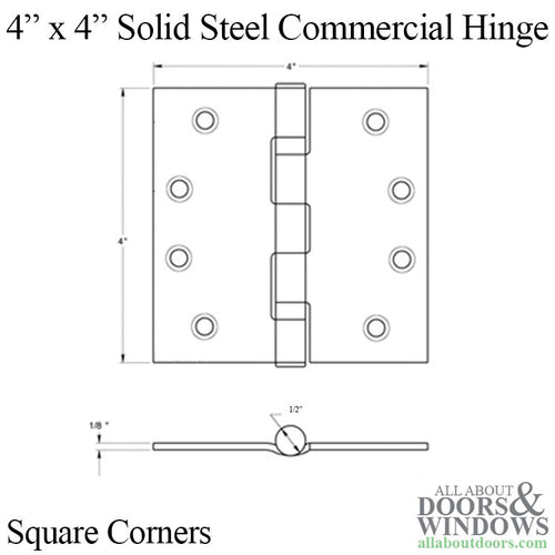 4 x 4 Inch Solid Steel, Square Corner, Commercial Hinges, 3 Pack - Antique Nickel - 4 x 4 Inch Solid Steel, Square Corner, Commercial Hinges, 3 Pack - Antique Nickel