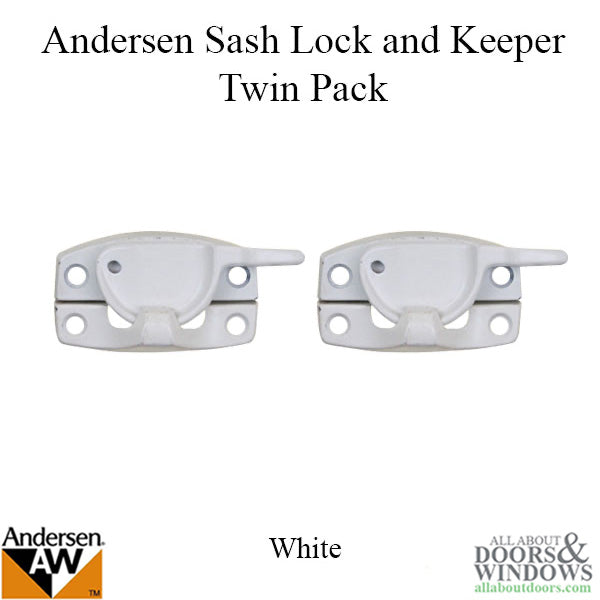 Sash Lock PSNL,  Twin Pack, w/ Keeper -White - Sash Lock PSNL,  Twin Pack, w/ Keeper -White