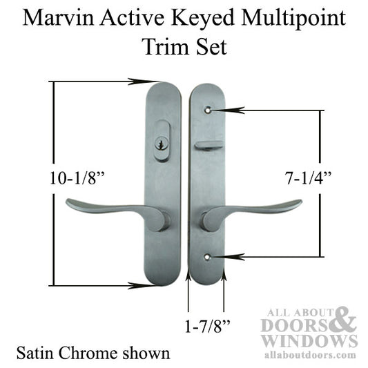 Marvin Hinged Door Trim, Active Keyed, Refurbished - Satin Nickel  - CLEARANCE
