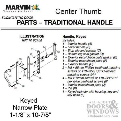Marvin Active Keyed, Narrow Sliding Door Handle, Center Thumb - PVD Polished Brass - Marvin Active Keyed, Narrow Sliding Door Handle, Center Thumb - PVD Polished Brass