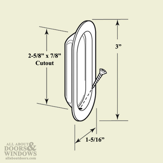 Oval Pocket Door Pull Handle for Sliding Pocket Doors - Brass