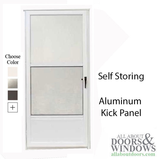 Columbia Cobra 1-1/4" Self storing storm door with aluminum kick panel -