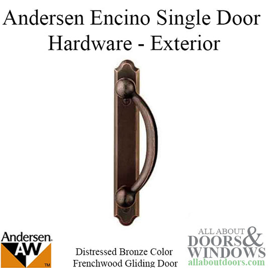 Andersen Frenchwood Gliding Door Trim Hardware, Encino, 2 Panel Exterior ONLY - Distressed Bronze