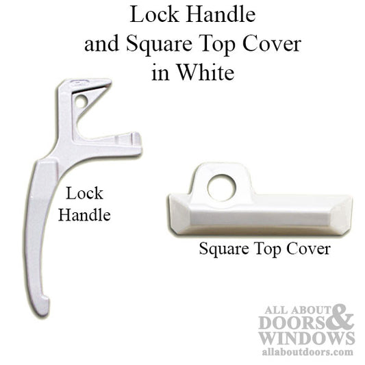 Left Hand Square Cover and Locking Handle - White