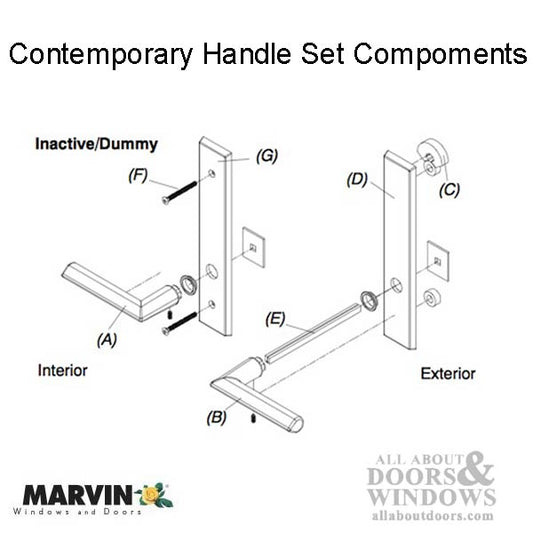 Marvin Contemporary Handle, Inactive / Dummy Ultimate Hinged French Door- PVD Oil Rubbed Bronze