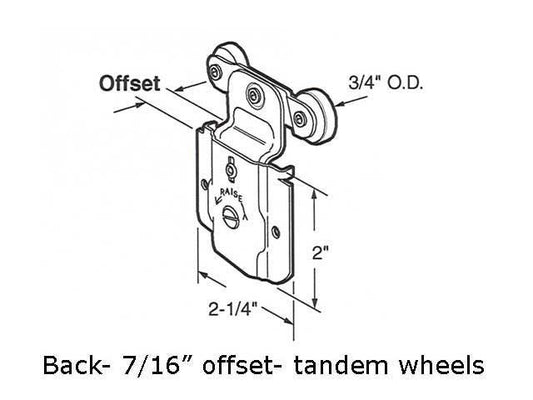 Discontinued - Twin Roller- 3/4 Inch - Back - Wardrobe Door - Pair