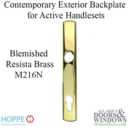 Blemished HOPPE Contemporary Exterior Backplate M216N for Active Handlesets - Resista Brass