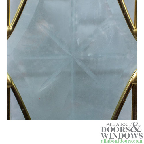 Round Glass Door lite, Starburst Center, wavy glass, Brass Caming - Round Glass Door lite, Starburst Center, wavy glass, Brass Caming