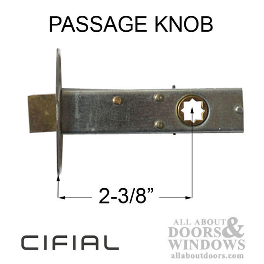 Cifial Passage Latch, Knob, 2-3/8" bs, Brass Tongue