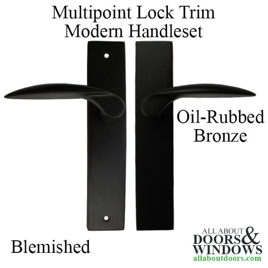 Blemished - Multipoint Lock Trim, 2 x 10 Plate, Brass Modern Handle set - Oil Rubbed Bronze