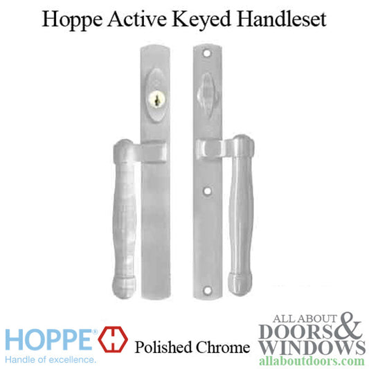 Hoppe HLS 9000 Sliding Door Handle-Set, M574/2165N Active Keyed - Polished Chrome