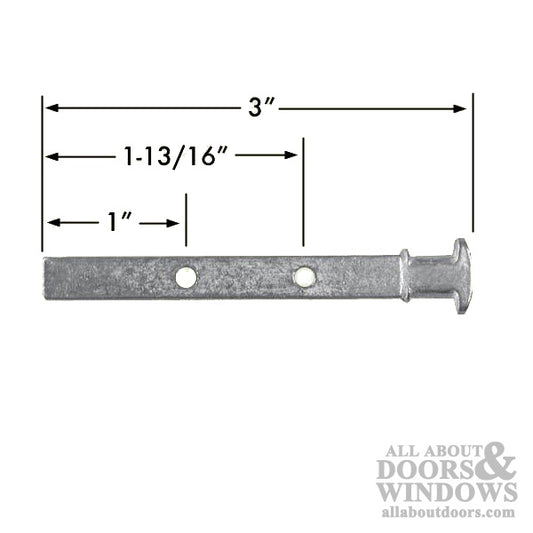 T-Head Pivot Bar, 2 hole  3 inch - Zinc Die cast