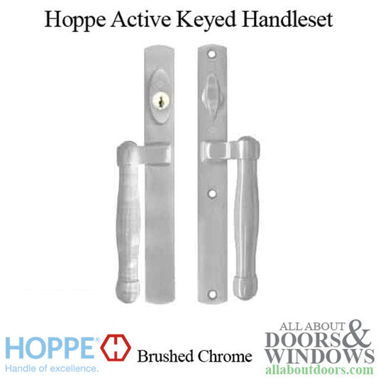 Hoppe HLS 9000 Sliding Door Handle-Set, M574/2165N Active Keyed - Brushed Chrome