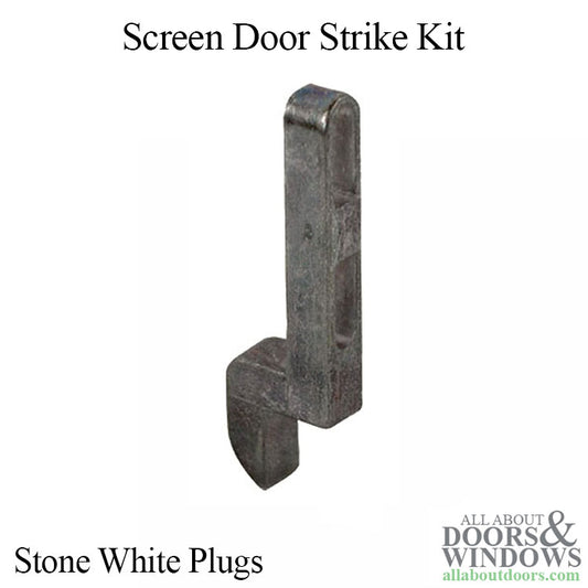 Marvin Screen Door Strike Kit with Plugs and Screws - Stone White