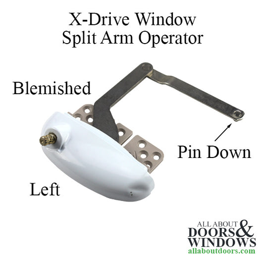 Blemished - Roto X-Drive Split Arm Operator, Vinyl Window, Stainless Left Hand - White